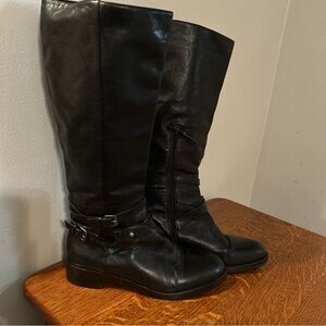 Via Spiga Black Leather Knee-High Boots